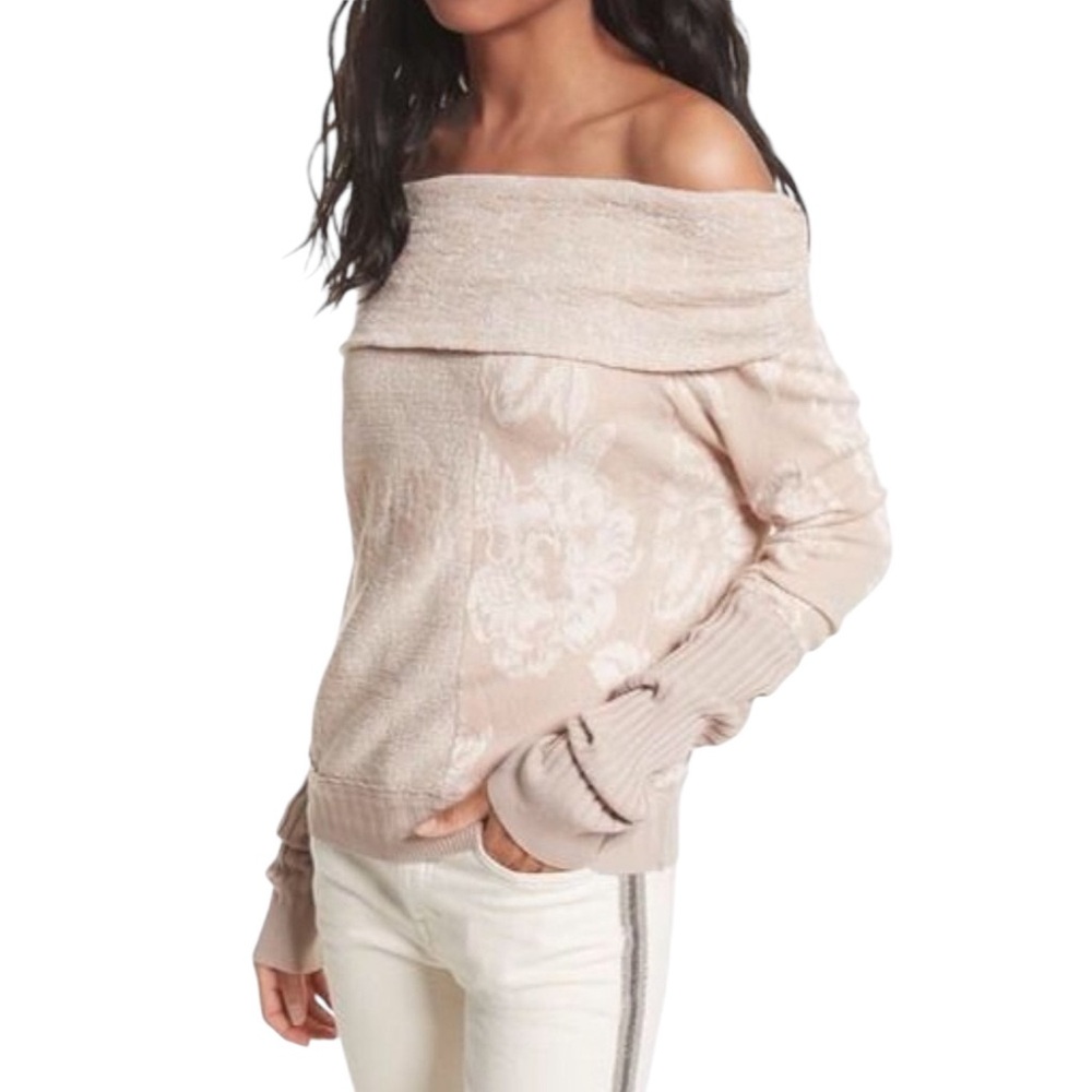 Free People Off The Shoulder Botanical Sweater Size Small